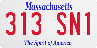 MA license plate 313SN1