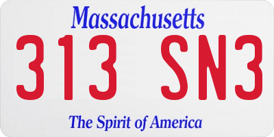 MA license plate 313SN3