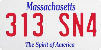 MA license plate 313SN4