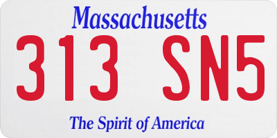 MA license plate 313SN5