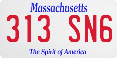 MA license plate 313SN6