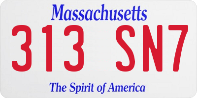 MA license plate 313SN7