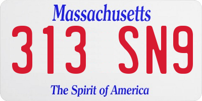 MA license plate 313SN9