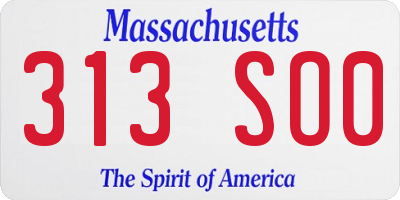 MA license plate 313SO0