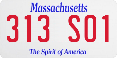MA license plate 313SO1