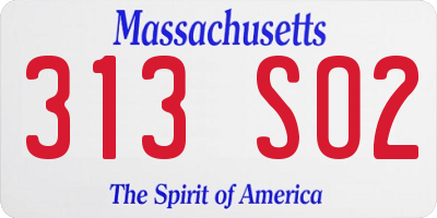 MA license plate 313SO2
