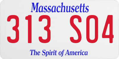 MA license plate 313SO4