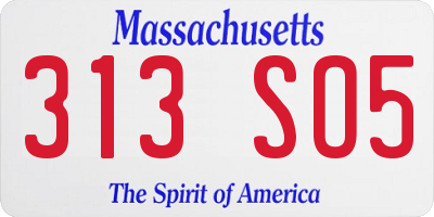 MA license plate 313SO5