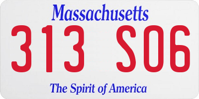 MA license plate 313SO6