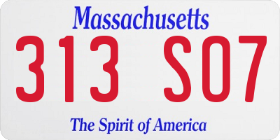 MA license plate 313SO7