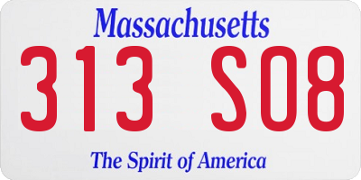MA license plate 313SO8