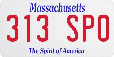 MA license plate 313SP0