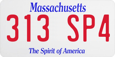 MA license plate 313SP4