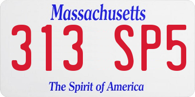 MA license plate 313SP5