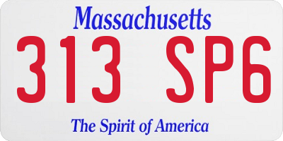 MA license plate 313SP6