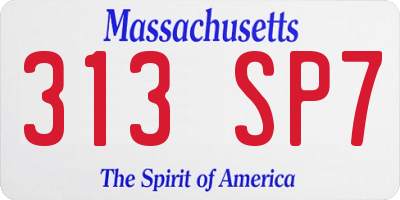 MA license plate 313SP7