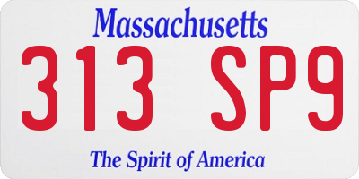 MA license plate 313SP9