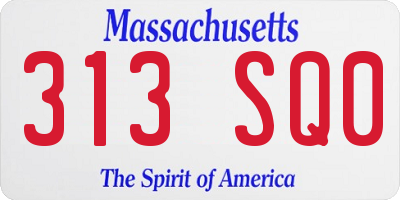 MA license plate 313SQ0