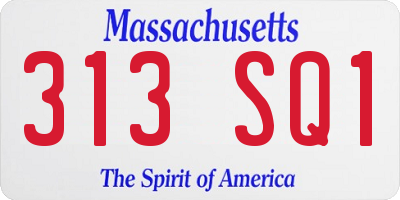 MA license plate 313SQ1