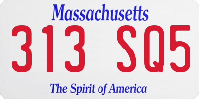 MA license plate 313SQ5