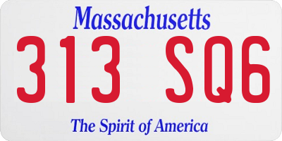 MA license plate 313SQ6