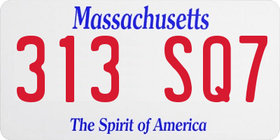 MA license plate 313SQ7