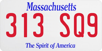 MA license plate 313SQ9