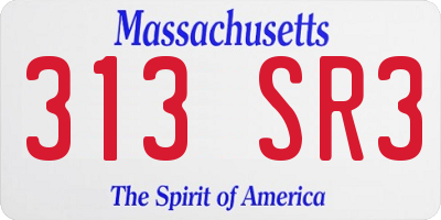 MA license plate 313SR3