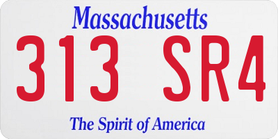 MA license plate 313SR4