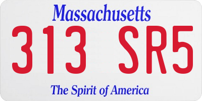 MA license plate 313SR5