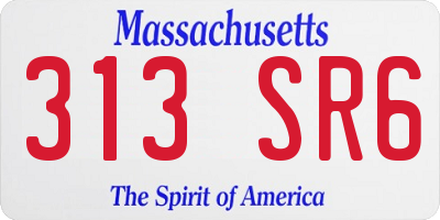 MA license plate 313SR6