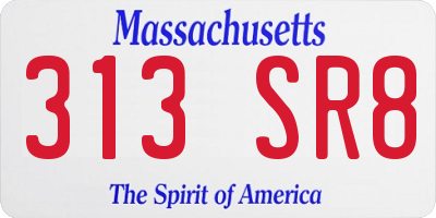 MA license plate 313SR8