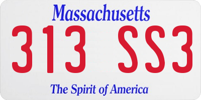 MA license plate 313SS3