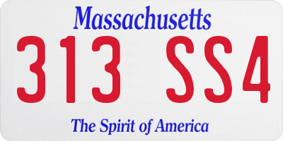MA license plate 313SS4