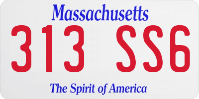 MA license plate 313SS6