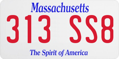 MA license plate 313SS8