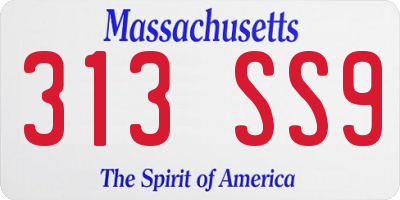 MA license plate 313SS9