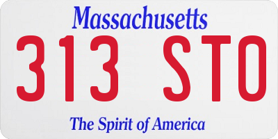 MA license plate 313ST0