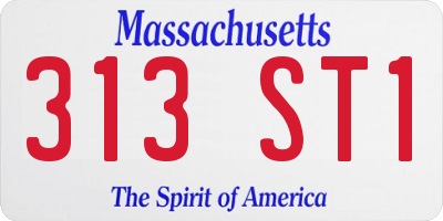 MA license plate 313ST1
