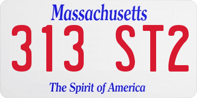 MA license plate 313ST2