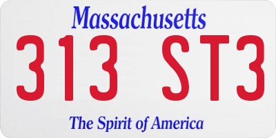 MA license plate 313ST3