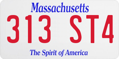 MA license plate 313ST4