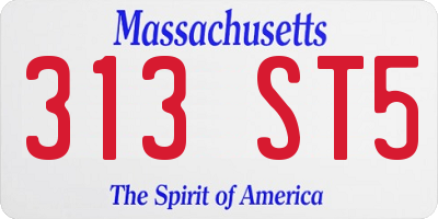 MA license plate 313ST5