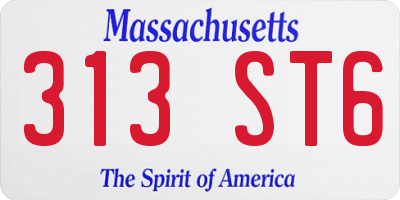 MA license plate 313ST6