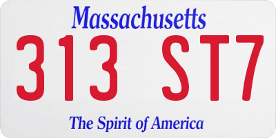 MA license plate 313ST7