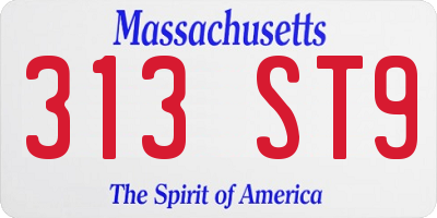 MA license plate 313ST9