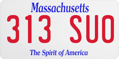 MA license plate 313SU0