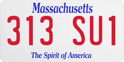 MA license plate 313SU1