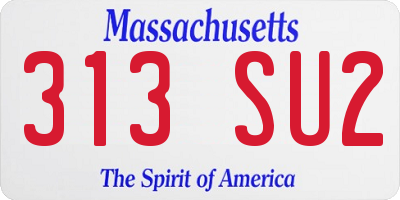 MA license plate 313SU2