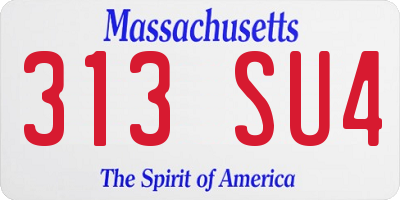 MA license plate 313SU4